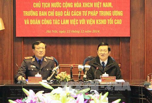 Chủ tịch nước Trương Tấn Sang làm việc với Viện Kiểm sát nhân dân tối cao